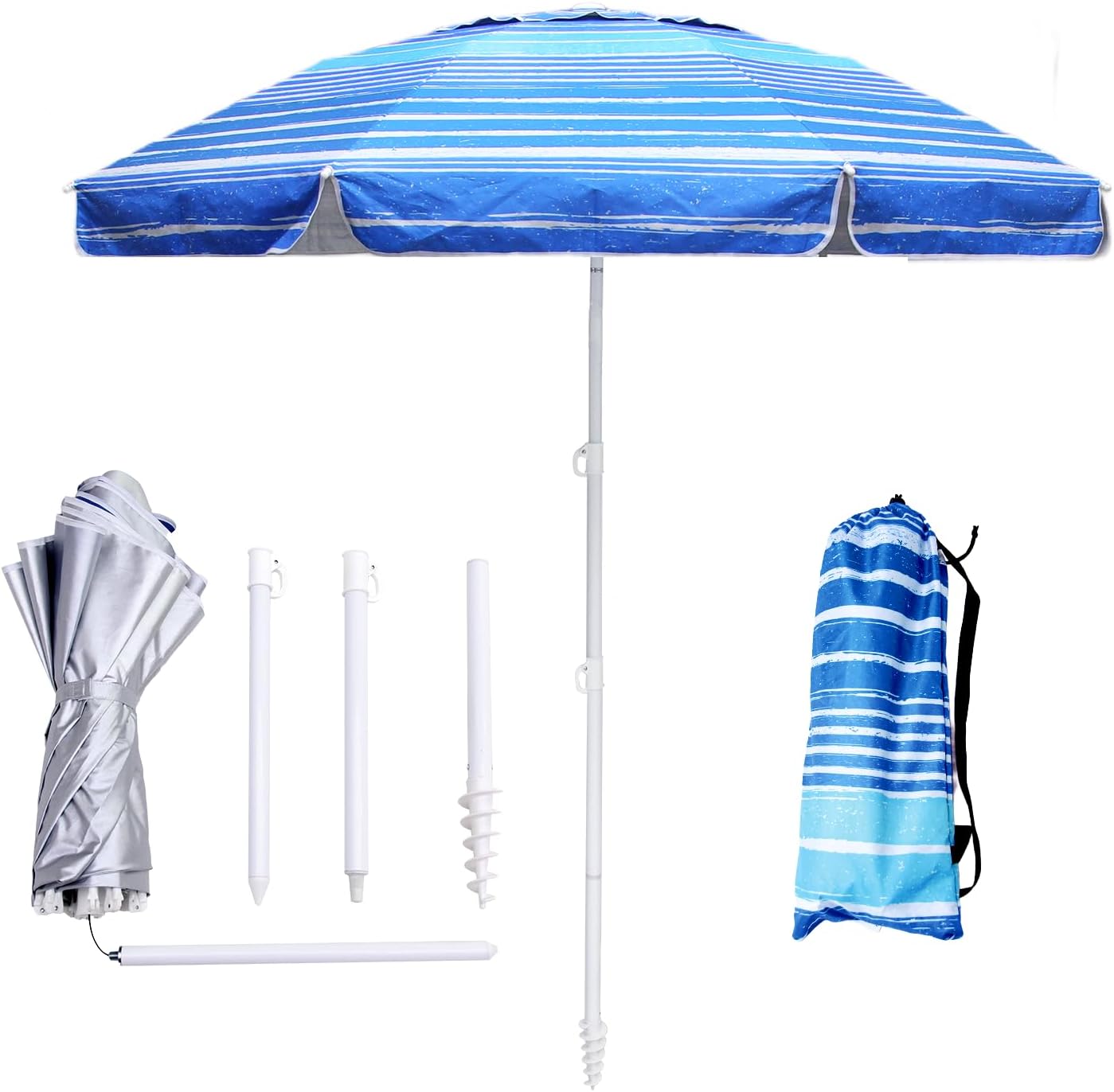 6 Ft Beach Umbrella With Sand Anchor