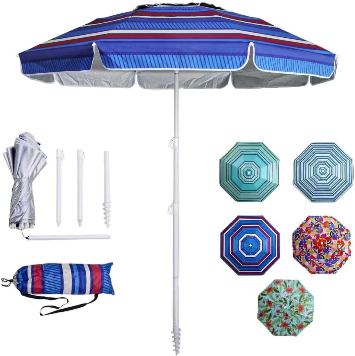 6 Ft Beach Umbrella With Sand Anchor