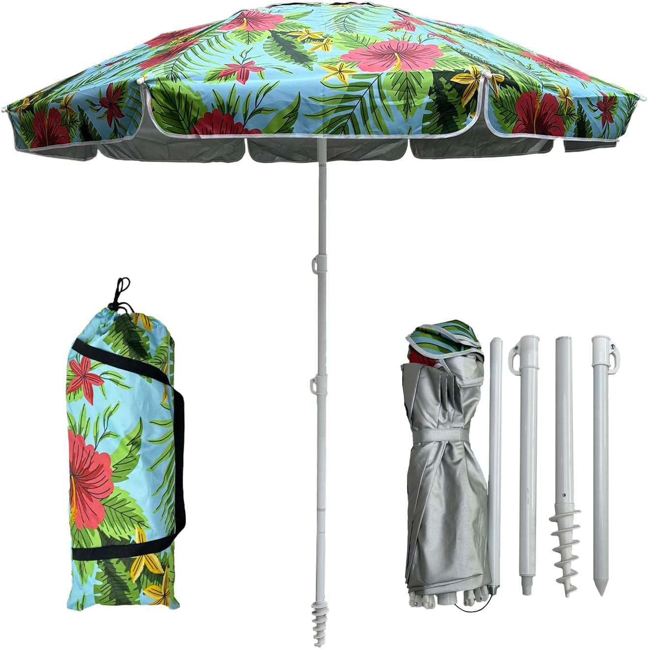 6 Ft Beach Umbrella With Sand Anchor