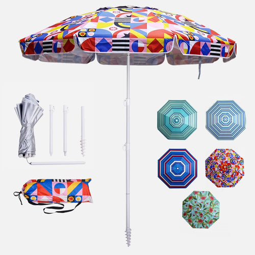 6 Ft Portable Beach Umbrella with Sand Anchor