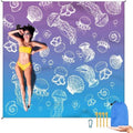 Large Waterproof Beach Blanket With Stakes
